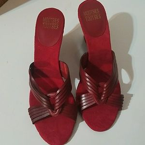 Tootsies Red Leather Wedges
